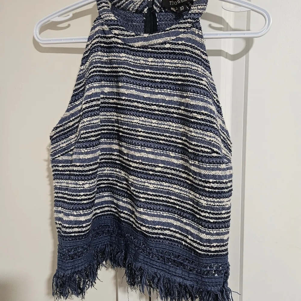 Timo Weiland Striped Navy and Cream Halter Blouse